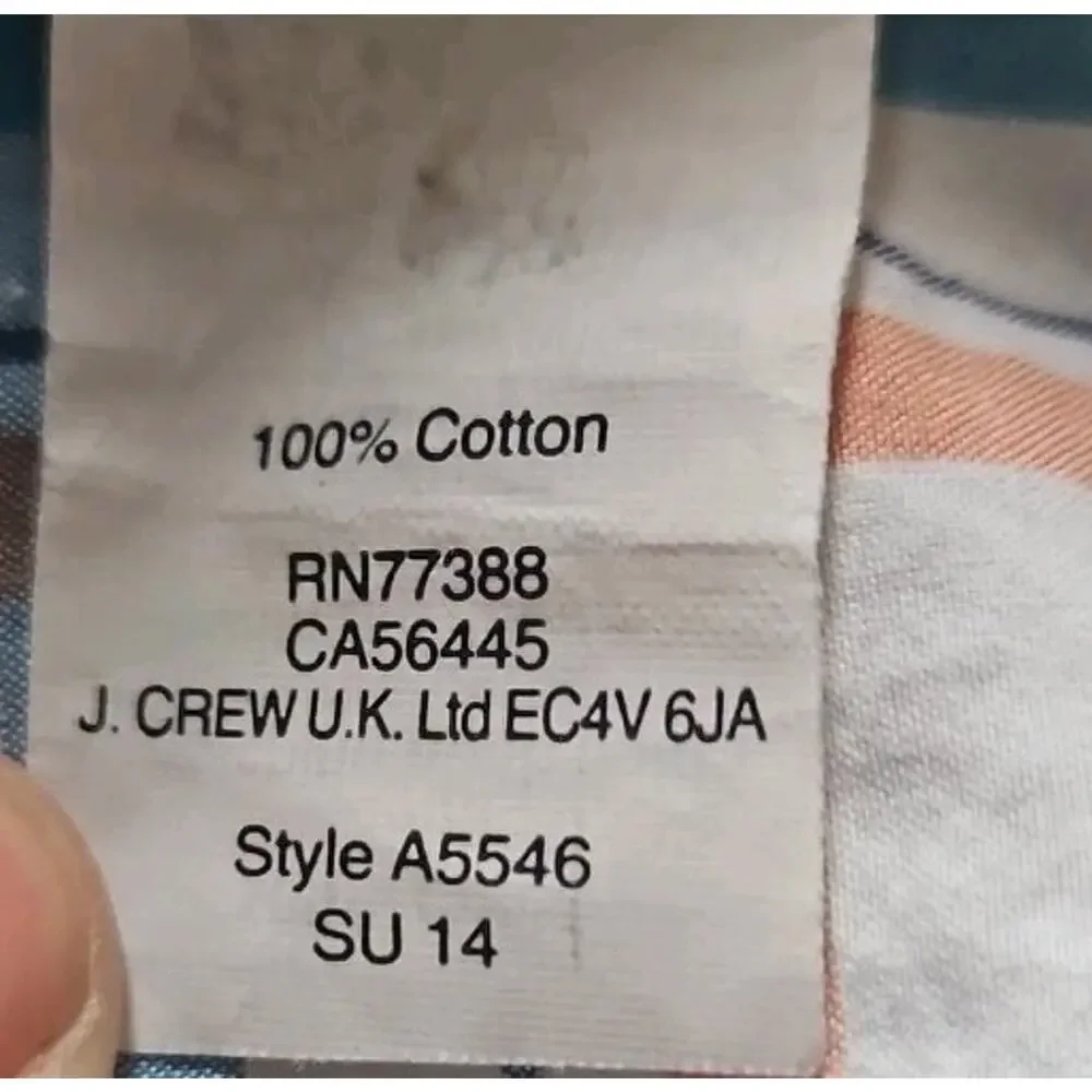 J.Crew Shirt Men's Large Orange Blue Check Button-down Cotton